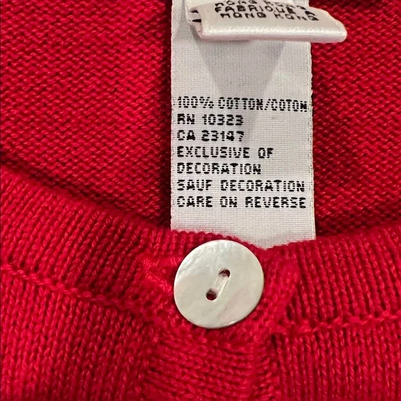 Talbots Vintage Red Cardigan with Dog Embroidery Size SP - Picture 8 of 10